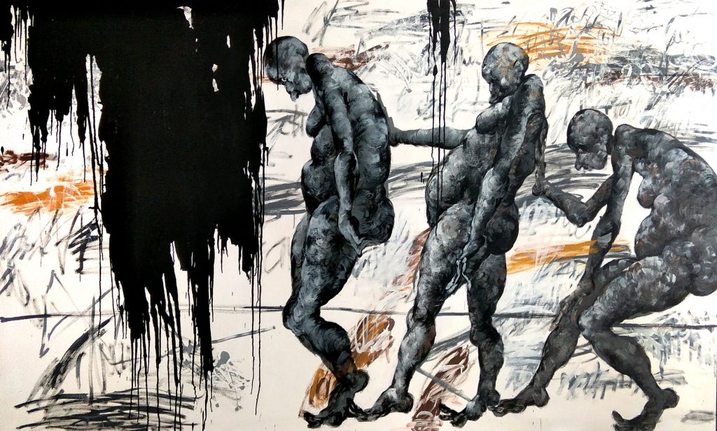 Refuse (2020), culori acrilice pe pânză, 143 x 240 cm